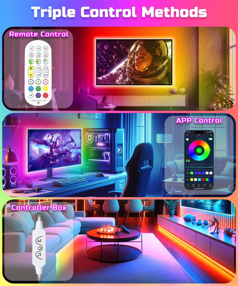 DTQJ 16.4ft 55-70 inch 99+ LED TV Backlight, RGBIC TV Backlight for TV, Smart LED Light for TV with Bluetooth APP