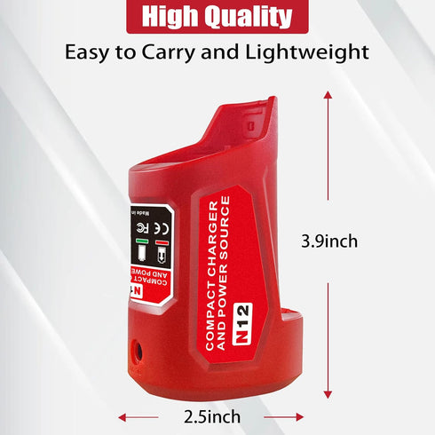 Milwaukee 12V M12 Battery Power Source Adapter, Power Wheel Charger Adapter with 12V DC Port for Heated Jacket