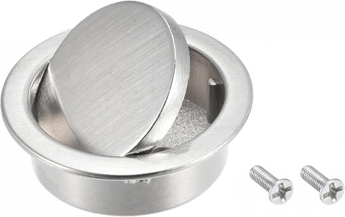 uxcell Finger Flush Pull Handle, Outer Dia. 42mm/1.65", Brushed Silver with Screw for Easy Installation