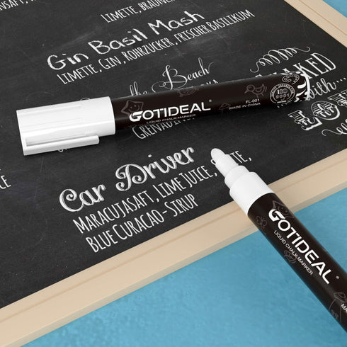 GOTIDEAL White Chalk Markers, Bold Tip Washable for Blackboard, Glass & Bistro, Non-Toxic, Erasable Paint Pens