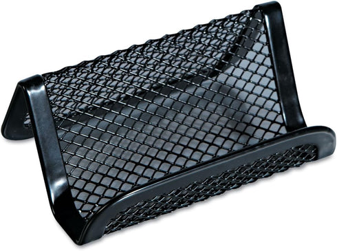 Universal Mesh Metal Business Card Holder, Black, Holds 50 2.25 X 4 Cards, 3.78 X 3.38 X 2.13