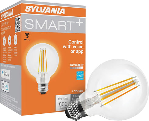 Sylvania WiFi LED Smart G25 Light Bulb, 5W Efficient with Filament, for