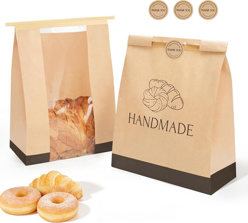 Bake Choice 100Pcs Paper Bread Bags for Homemade Bread, 14 x 8.3