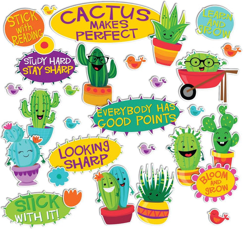 Eureka A Sharp Bunch Teacher Supplies, Motivational Cactus Theme Bulletin Board Decorations, 30 pcs