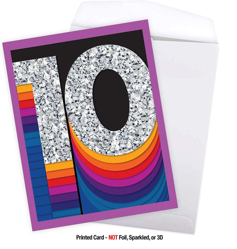 The Best Card Company Jumbo 10th Milestone Anniversary Congratulations Notecard w/Envelope, 8.5 x 11
