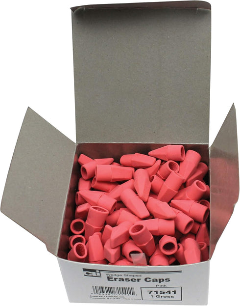 Charles Leonard Pencil Eraser Caps, Pink, 144/Box