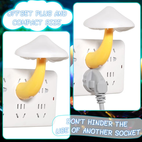 20 7 Tuanse Pcs LED Color Changing Mushroom Night Light, Cute Color Sensor Mushroom Shaped Plug in Lamp, Christmas