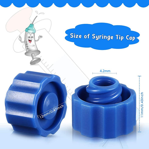 Syringe Tip Caps No Needle Lock Cap for Feeding Tubes Lab Supplies, Blue (150 Pieces)