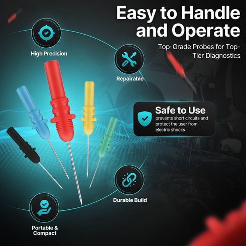 TNP Products HT307 Set (Set 5, Hantek Probe Kit - Back Probe Pins - Oscilloscope Probes for Automotive Diagnostic Test