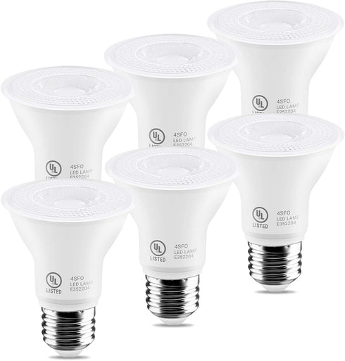 7W Par20 LED Bulb, 3000K Warm White Dimmable Flood Light, 50W Equivalent, 500 Lumens, E26 Base, 6 Pack