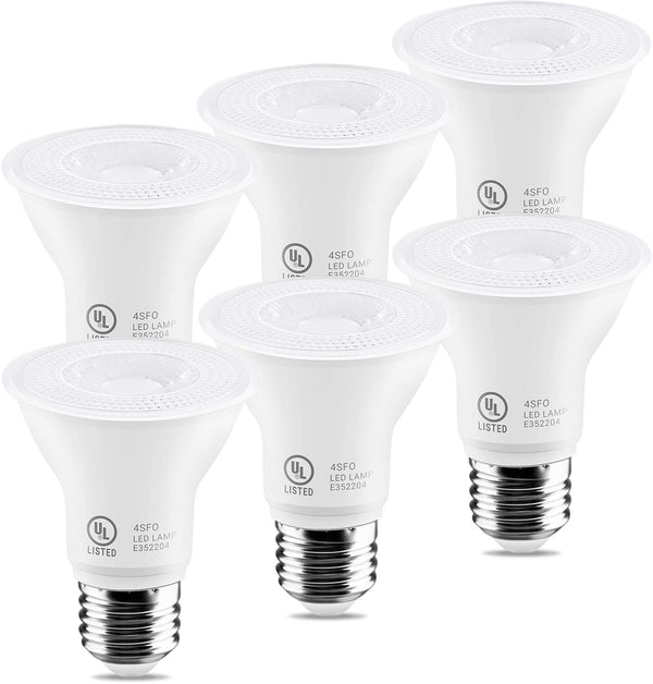 7W Par20 LED Bulb (50W Equivalent), 5000k Daylight White, Dimmable Flood Bulbs, E26 Base, 6 Pack