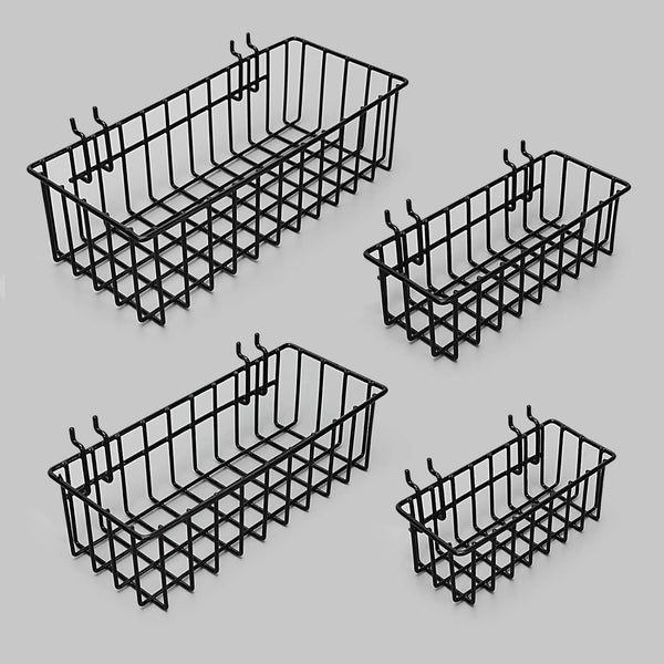 Pegboard Baskets Accessories for Storing Items Not Easy to Hang on Pegboard - 4 Pcs (Black Light-Duty)