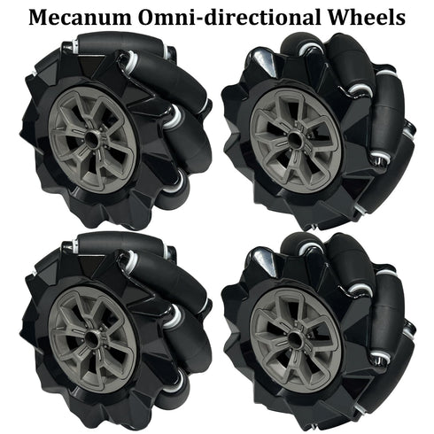 97mm 4WD 5mm (4Pcs Premium Mecanum Wheel, Omnidirectional Wheels DIY Robot Parts with Metal Coupling Motor Connector