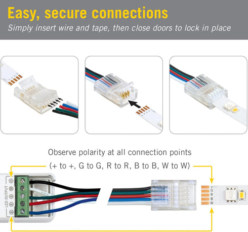 Armacost Lighting 5-Pin RGB+W Multicolor Wire to Tape Connector - 6 Pack 766220 by Armacost Lighting