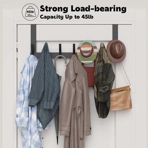 Over The Door Hooks, Large Sturdy Door Hanger with 12 Hooks, Heavy Duty Towel Rack for Bathroom, Bedroom, Kitchen