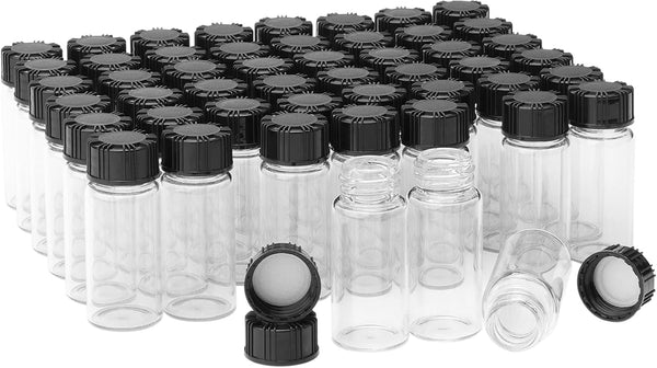 Clear Glass Vials with Screwcap, Empty Bottles for Liquid Sampling, 50 pcs 10 ml