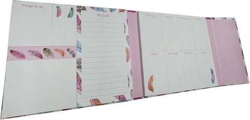 Cutepaper Weekly Organiser Self-Stick Notes, Pastel Memo Pad Set, Colored Printing with Feather Shapes, Cute Design