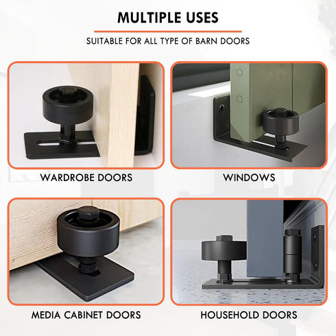 Sliding Barn Door Floor Guide for Bottom Adjustable Roller, 8 Setup Options, Quiet Operations with Felt Strips