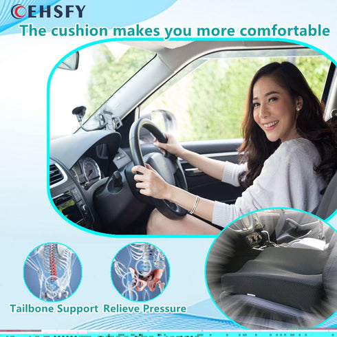 Memory Foam Seat Cushions Coccyx Pad Thicken Widen Strong Support and Comfort for Office Chairs, Car Seat, Dining