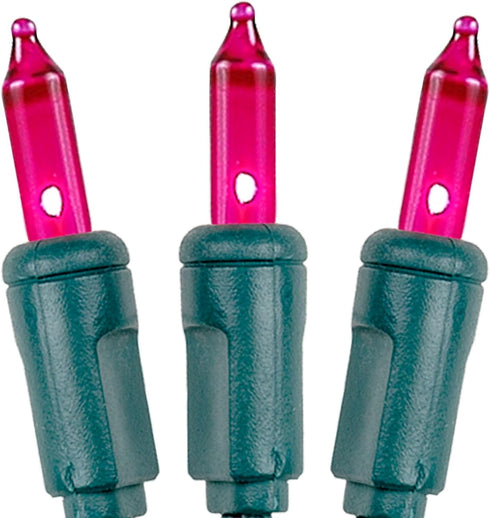 11 50 Bulbs 2.5" Commercial Novelty Lights Feet Traditional Incandescent Mini Lights, Pink on Green Wire with Spacing
