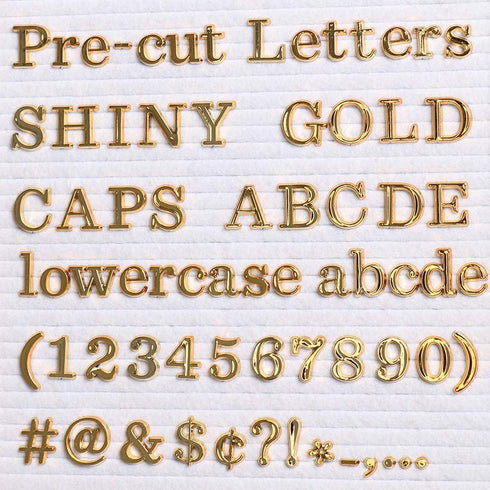 Gold Letters for Letter Board, 3/4 inch Message Board Letters, 375 Pre-Cut Plastic Changeable Menu Board