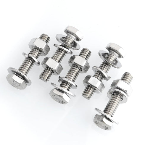 (20 Sets) 1/4-20x1-1/4" Hex Head Stainless Steel Bolts and Nuts | 304 Stainless Steel with Washers, Fully Threaded