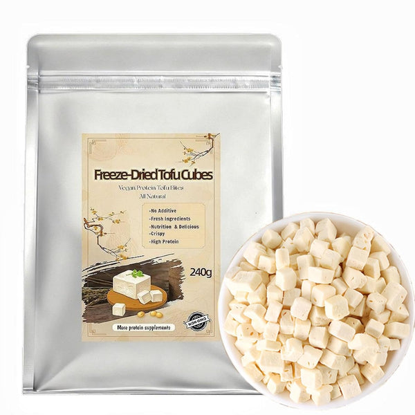 JKPDAMZ 8.47 oz Freeze Dried Tofu Cubes, 240g, High Protein Vegan Bites, 1cm