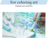 Double-Ended Creative Highlighter Cool Colors (Blue, Green, Dark Blue, Smoke Blue, Lavender, and More) with Blue Pouch