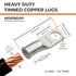 SELTERM 10pcs 6 AWG-1/4 Stud Tinned Copper Wire Lugs, Heavy Duty Battery Cable Ends, UL Marine Grade Copper Eyelets