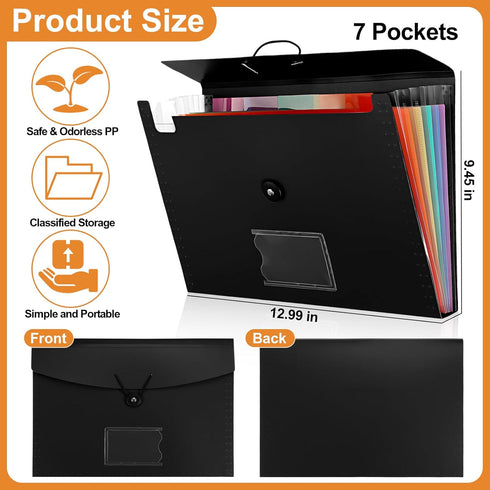 PerKoop 6 Pack Expanding File Folders, 7 Pocket File Holder Organizer, A4 Letter Size Document Organizer