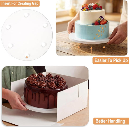 8 10 Inch (2 14 Pack 1/2" Sleek Cake Board Drums & Sizes, Total) | Free Prop Up Tool | Thick Cake Rounds | Sturdy