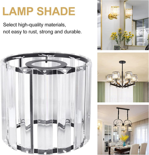 Drum Lampshades Crystal Lamp Shade Clear Glass Shade Cylinder Shaped Replacement Modern Ceiling Light Cover for Pendant