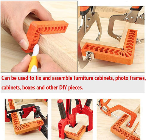 Chiloskit 2Pcs 90 Degree Woodworking Corner Clamp Tool, Clamping Angle Clamps for Picture Frames, Boxes, Cabinets