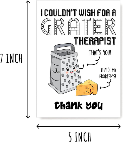 ABSMDesigns Great Therapist Card - Funny Thank You Card - Cute Cheese Card - Therapist Greeting Card - Pretty Thanks