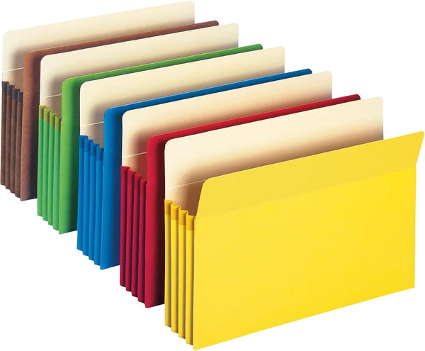 File Pocket, Smead, Letter Size, Assorted Colors, 3-1/2" Expansion, 5 per Pack (73892)