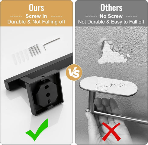 YACVCL Bath Towel Bar Black, 23.6 Inch Towel Rack, 304 Stainless Steel Bathroom Accessories Wall Mounted