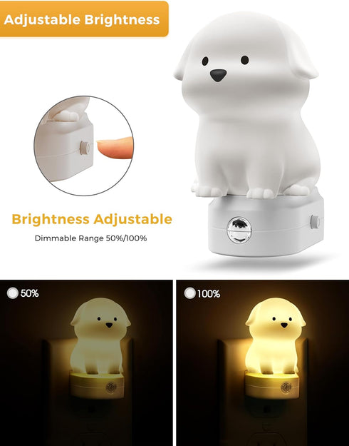 3D 3000K L LOHAS LED Plug in Night Light for Kids, Cute Puppy Night Lights with Dusk to Dawn Sensor, RGB+Soft White Dog
