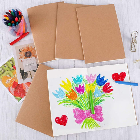 EOOUT 24 Pack Kraft Notebooks - Journals in Bulk for Writing, Blank Paper Sketchbooks, 60 Pages, 8.3x5.5 Inch, A5 Size