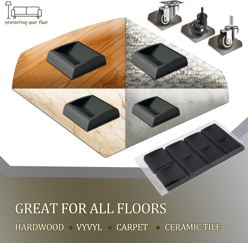WELLGO 8 Pack Bed Stoppers & Furniture Cups 2"x2" - Premium Silicone Casters for Sofa Bed Chairs, Prevents Scratches