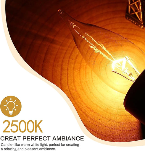 Tiqian 12-Pack B10 E12 Bulbs, 60W, 480 2700K Dimmable Bulbs Clear CTC Base Decorative Candle Light Lumens, Warm White