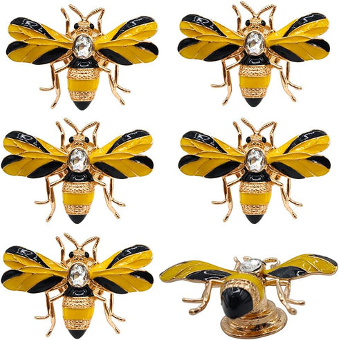 Paxar glrovazas Bee Cabinet Knob 6 Pcs Single Hole Insect Handle Rhinestone Decoration
