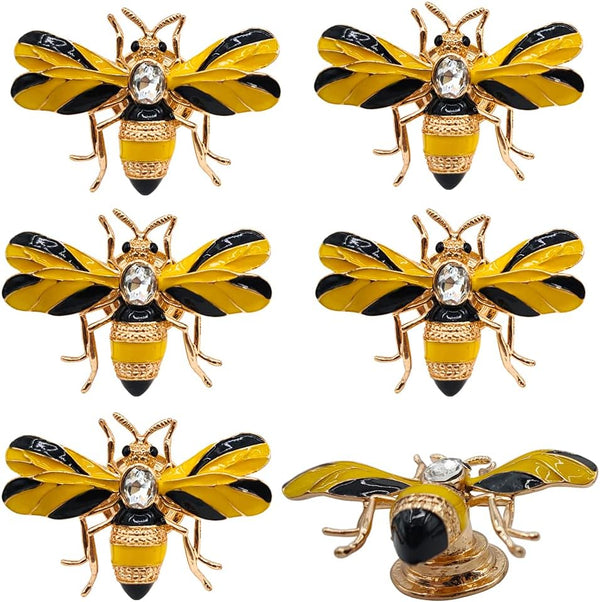 Paxar glrovazas Bee Cabinet Knob 6 Pcs Single Hole Insect Handle Rhinestone Decoration