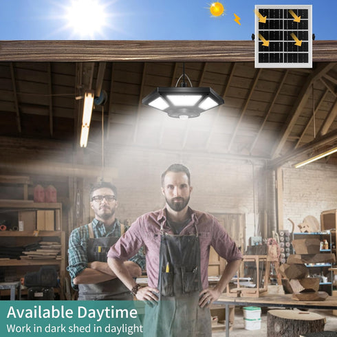 360 Sensor/Timer/5 AEQ Solar Shed Light Indoor Outdoor Work in Daytime with Remote Control, Lighting Waterproof Solar