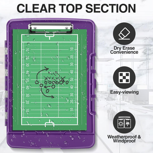 Sooez Original Clipboard with 2 Storage & Pen Holder, Heavy Duty 8.5x11 Clip Boards, Clearview Dry Erase Coach Clipboard