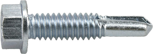 Power Pro Premium Self-Drilling Metal Screws, Zinc Plated Steel, Hex Washer Head, Box of 75 Screws
