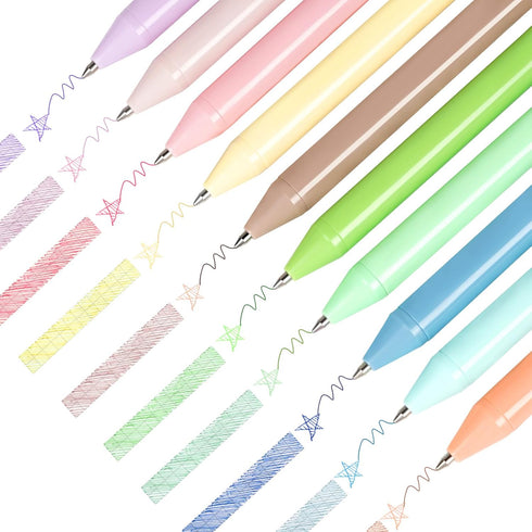 WY WENYUAN 10 Pcs Colored Ballpoint Pens, Retractable Pastel Ink, 1.0mm Fine Point for Writing, Drawing, Journaling