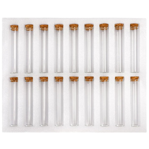 SUPERLELE 18pcs Glass Test Tube, 25×120mm Clear Flat Test Tubes with Cork Stoppers for Plants, Experiments