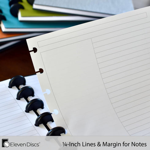 Discbound Paper, Letter Size Margin Ruled Sheets - Premium 120gsm Notebook & Planner Refills, 40 Sheets