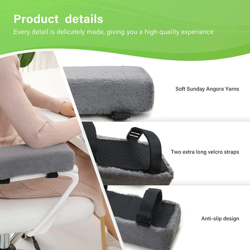 Elbow 2-Piece Set LargeLeaf Plush Dark Gray Office Chair Gaming Chair Armrest Cushions Pillow Pressure Relief of Chair