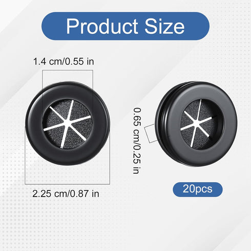 Macuezu 20 Grommets Grommet Grommets Pcs Rubber for Wiring, Wire Protection Black Double-Sided Rubber Hole Plugs